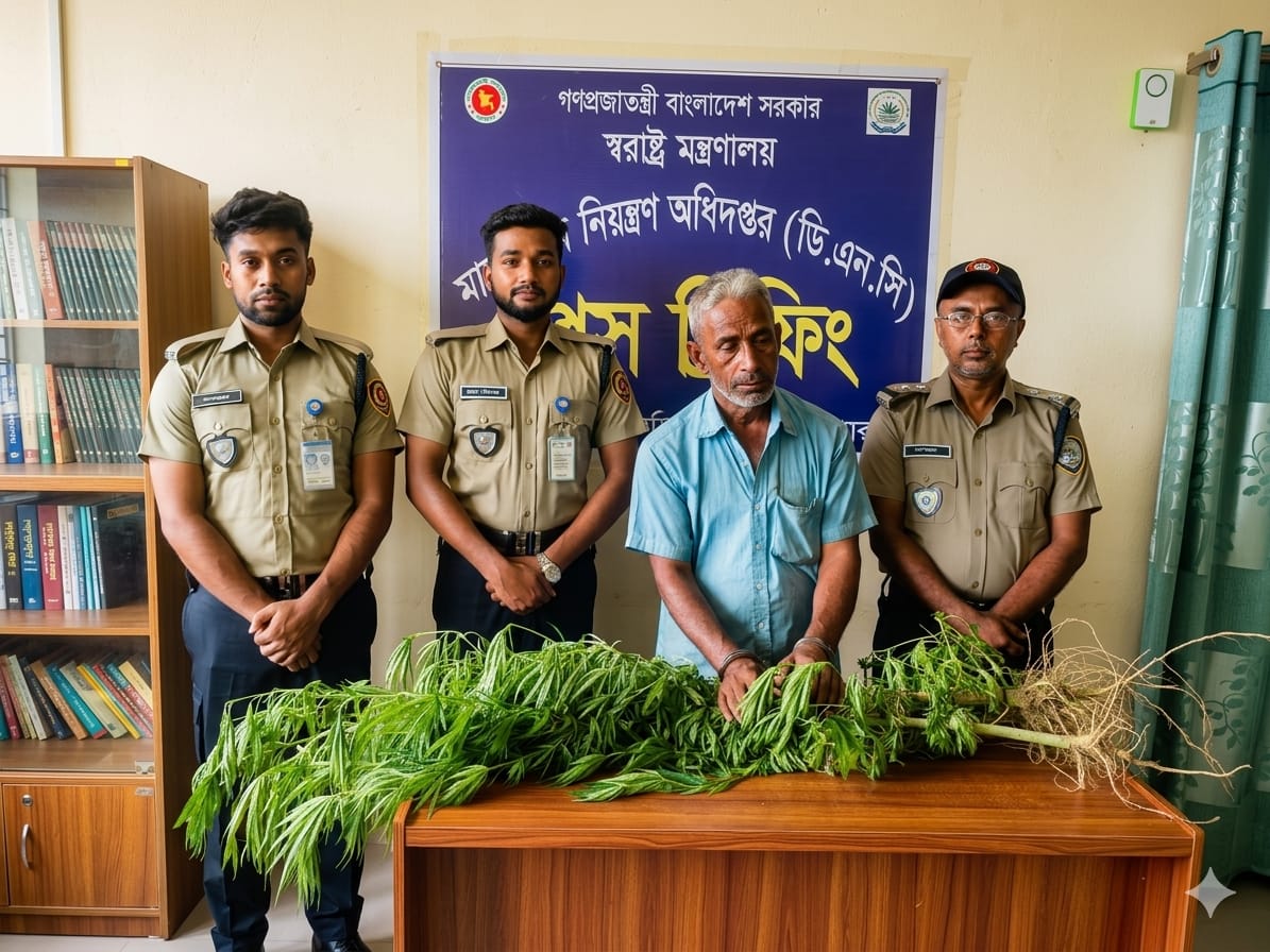 নাটোরে বেগুনক্ষেতে গাঁজার চাষ, অভিযানে ৩ গাছ উদ্ধার, আটক এক