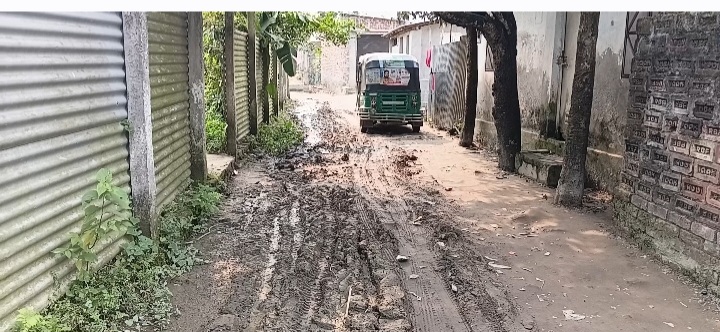 কটিয়াদী পৌর সদরের রাস্তার বেহাল দশা! দেখার যেন কেউ নাই