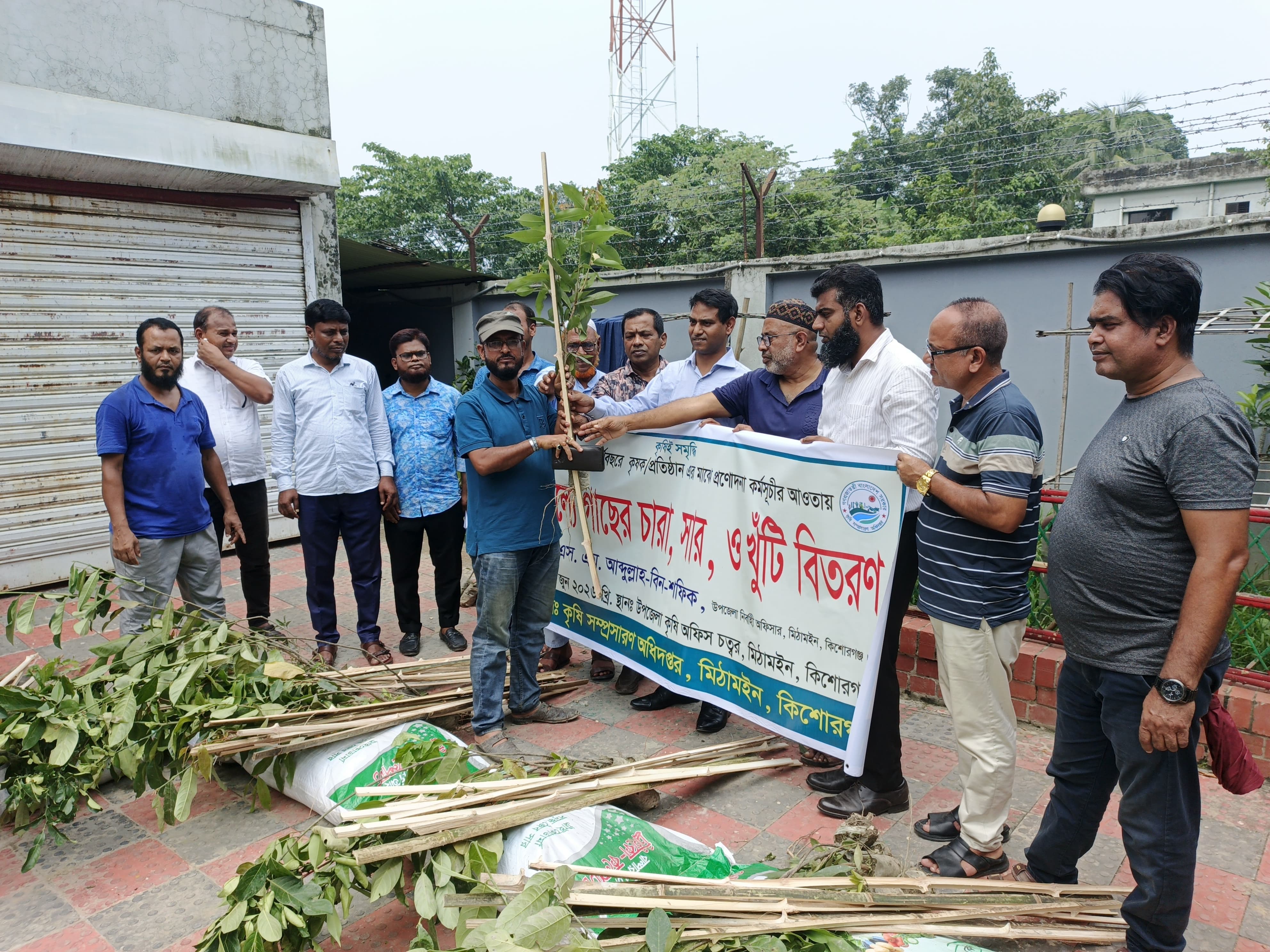 মিঠামইনে কৃষক প্রতিষ্ঠানের মাঝে প্রনোদনা কর্মসূচির অধীনে গাছের চারা বিতরণ