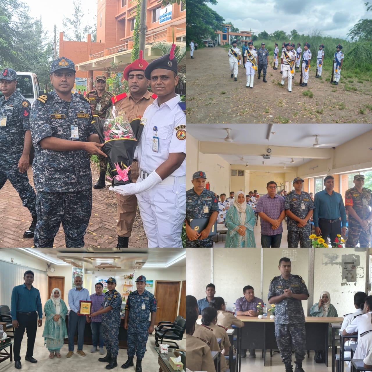 বরিশাল বিশ্ববিদ্যালয় বিএনসিসি নৌ শাখা পরিদর্শন করলেন ফ্লোটিলা অধিনায়ক