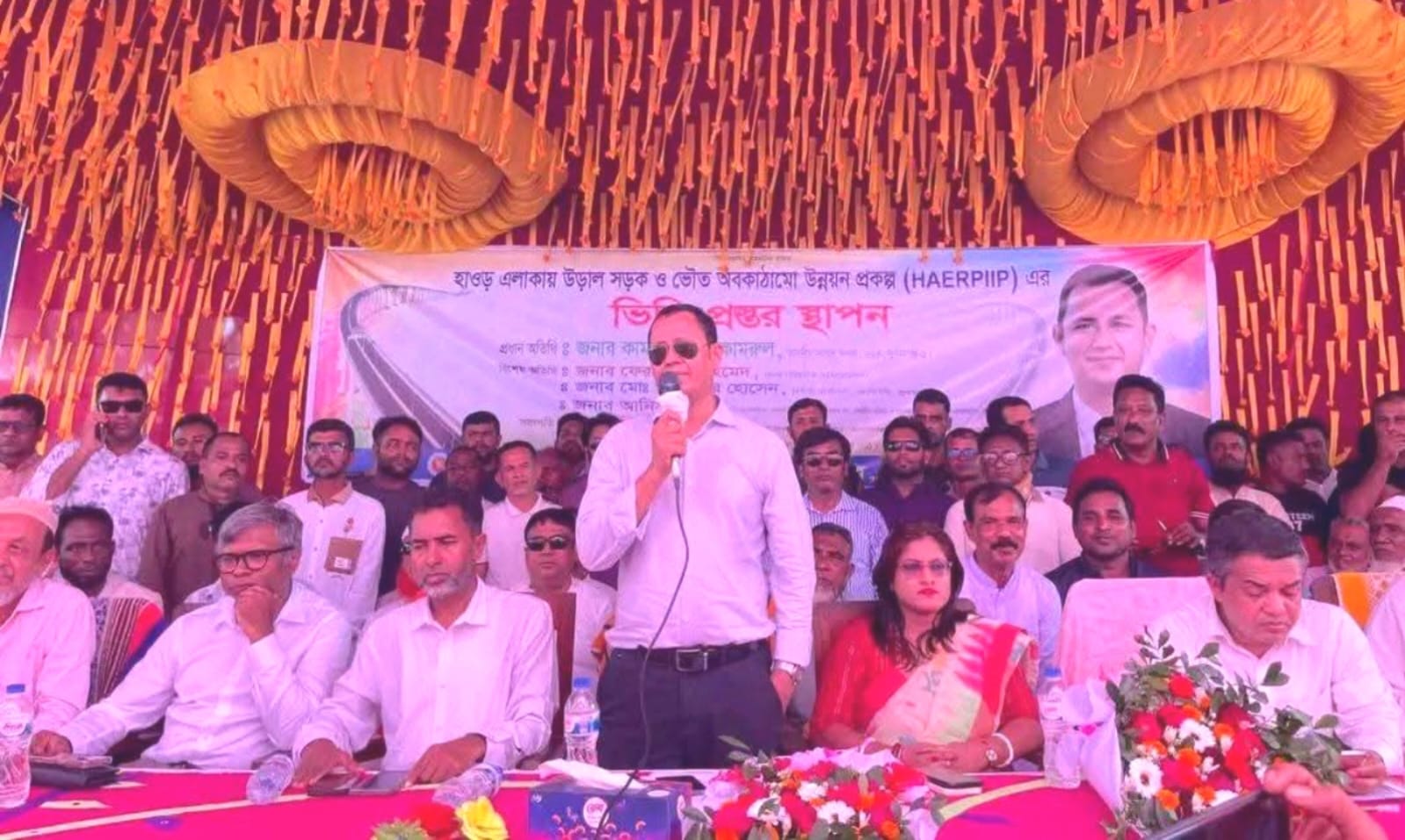 জামালগঞ্জ ও ধর্মপাশা উড়াল সড়কের ভিত্তিপ্রস্তর স্থাপন করলেন এমপি কামরুল